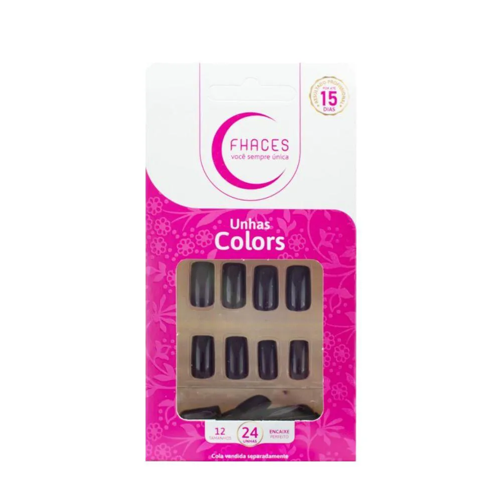 FHACES UNHAS POSTIçAS COLORS 24UN Jabuticaba