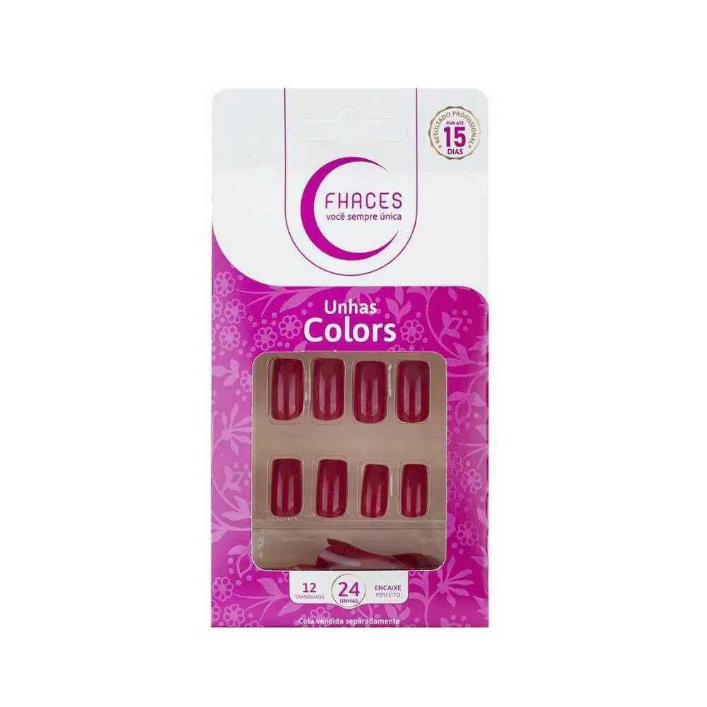 FHACES UNHAS POSTIçAS COLORS 24UN Marrom