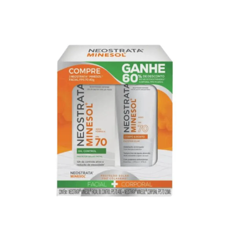 KIT NEOSTRATA MINESOL PROTETOR SOLAR FACIAL OIL CONTROL FPS 70 40G + CORPORAL FPS 70 120ML