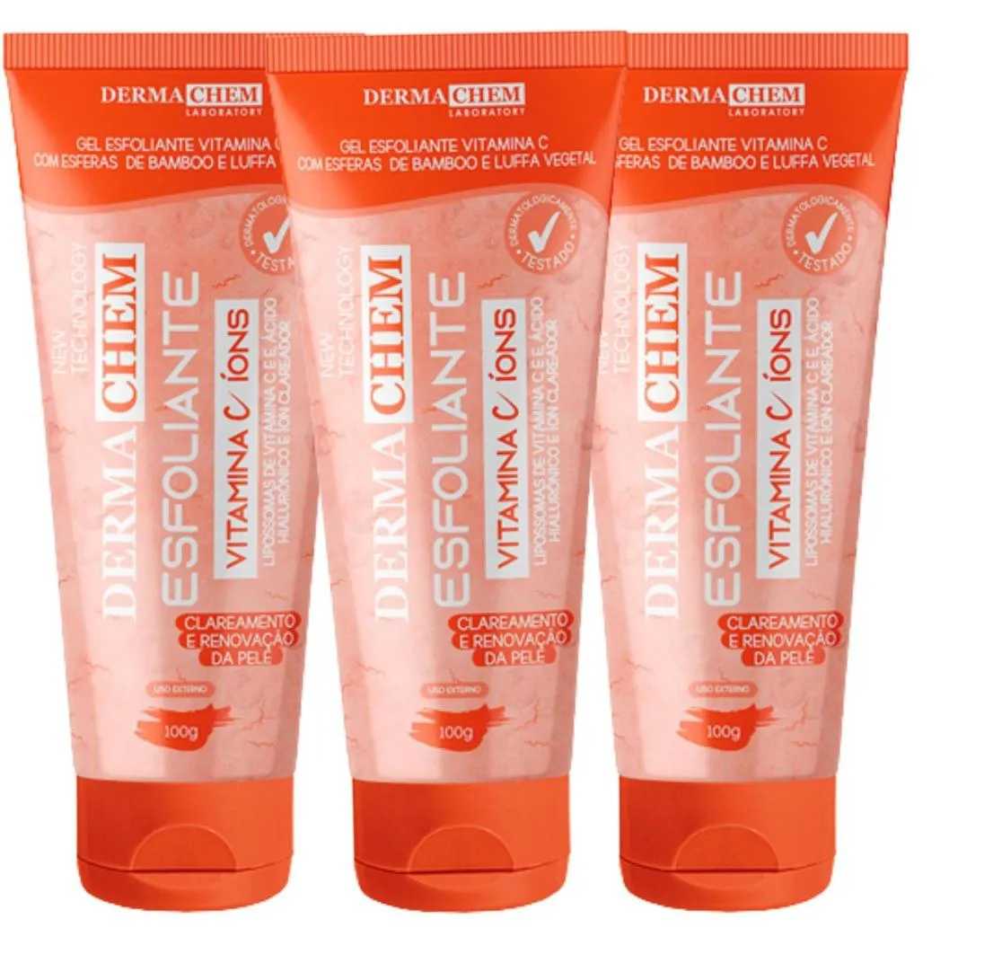 KIT C/3 UNID. DE GEL ESFOLIANTE VITAMINA C 100G DERMACHEM