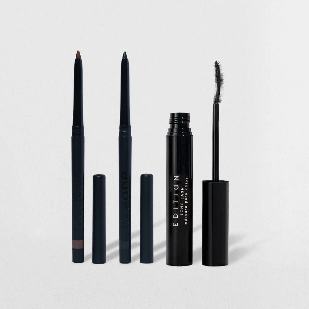 KIT LáPIS DE OLHOS MARROM LáPIS DE OLHOS PRETO MáSCARA DE CíLIOS OCéANE EDITION