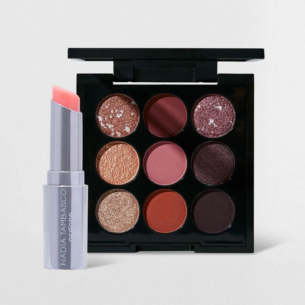 KIT PALETA DE SOMBRAS + REVITALIZADOR LABIAL ROSA NáDIA TAMBASCO BY OCéANE (2 PRODUTOS)