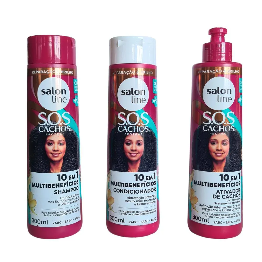 KIT SALON LINE SOS+PODEROSOS SHAMPOO+COND+ATIVADOR DE CACHOS