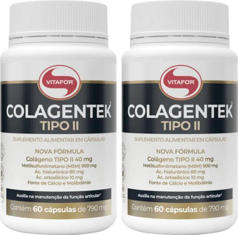 KIT 2X COLAGENTEK COLáGENO TIPO 2 + ÁC HIALURôNICO VITAFOR SABOR 120 CáPSULAS (60 CADA)