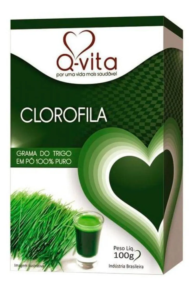 CLOROFILA EM Pó 100% PURO GRAMA DO TRIGO- Q-VITA- 100G