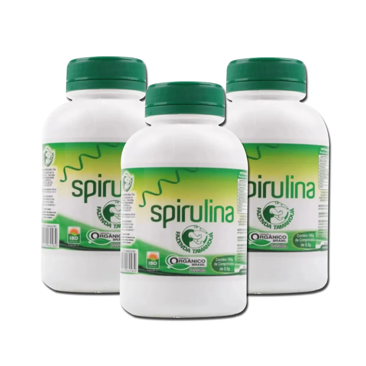 3X SPIRULINA ORGâNICA 180GR  FAZENDA TAMANDUá