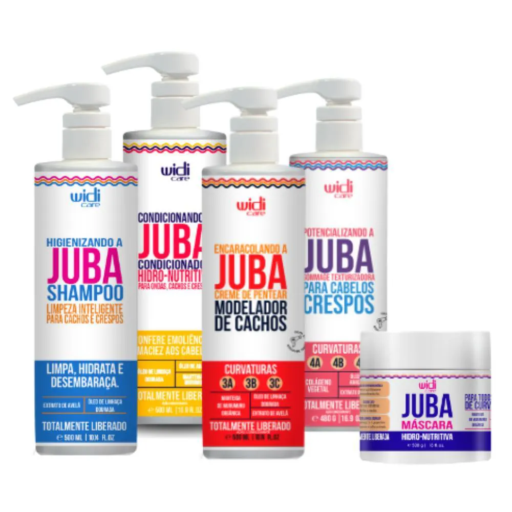 WIDI KIT JUBA SHAMPOO 500ML + COND 500ML + MASQ 500G + ENCARACOLANDO 500ML + POTENCIALIZANDO 480G