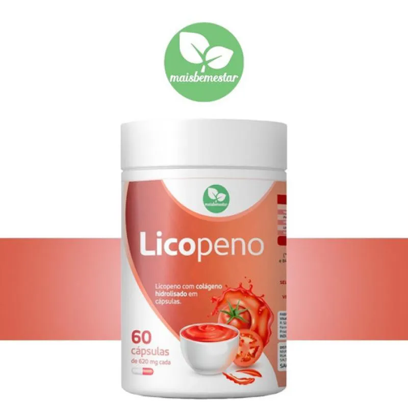 LICOPENO ANTI-OX + COLáGENO HIDROLISADO, VITAMINA C E SELêNIO - 60 CAPSULAS  - MAIS BEM ESTAR 80G