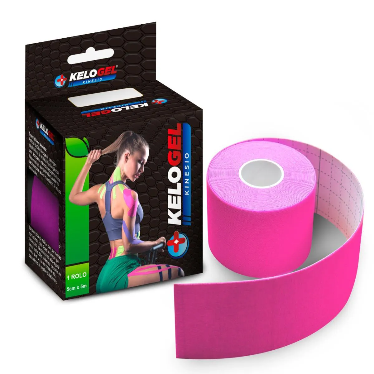 TAPING ADESIVO FISIOTERAPIA MUSCULAR KELOGEL PREMIUM 10UN COR:ROSA