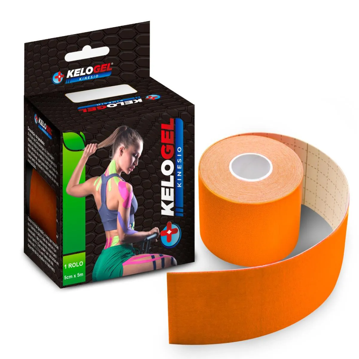 BANDAGEM ELÁSTICA FUNCIONAL ADESIVA KELOGEL PREMIUM 10UN COR:LARANJA