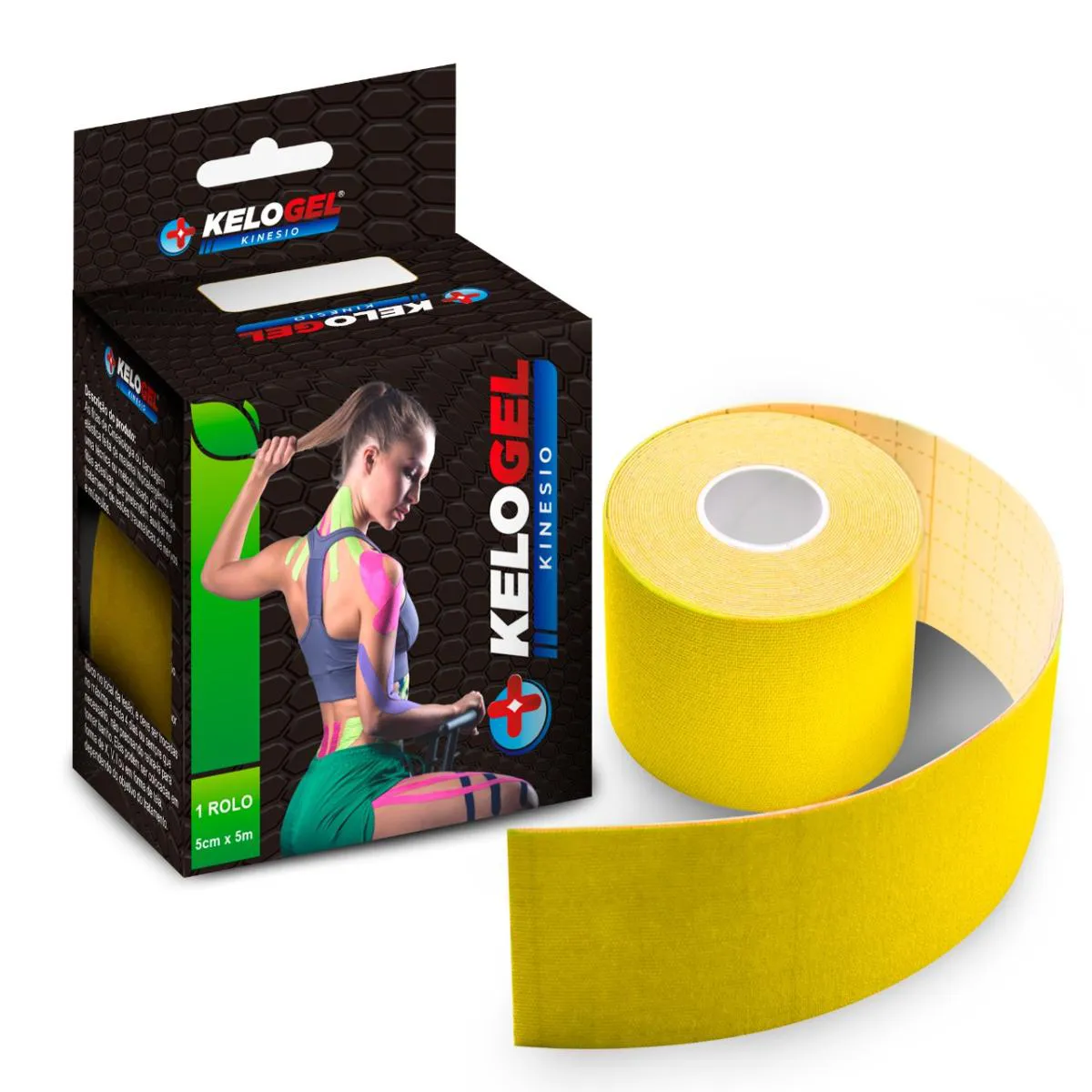 TAPING ADESIVO FISIOTERAPIA MUSCULAR KELOGEL PREMIUM 1UN COR:AMARELO