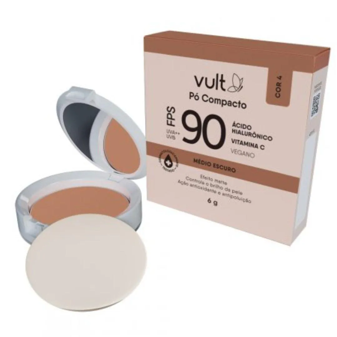 Pó COMPACTO VULT ÁCIDO HIALURôNICO FPS 90 COR 4 MéDIO ESCURO 6G