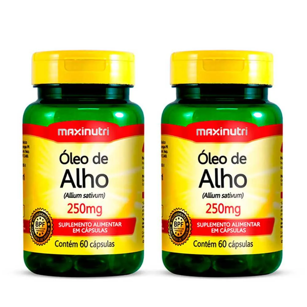 KIT 02 SUPLEMENTO ÓLEO DE ALHO 250MG 60 CáPSULAS MAXINUTRI