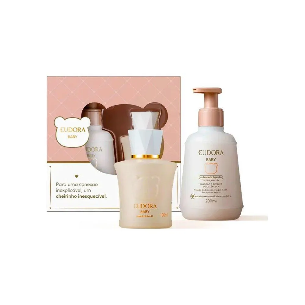 KIT EUDORA BABY MEU 1° PRESENTE SABONETE LíQUIDO 200ML + ÁGUA DE COLôNIA 100ML