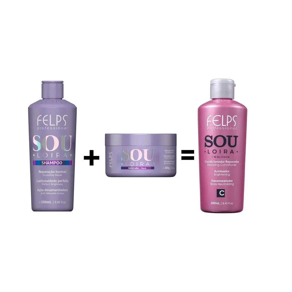 KIT FELPS - SHAMPOO XBLOND 250ML + MASCARA FELPS XBLOND SOU LOIRA = GANHA CONDICIONADOR FELPS XBLOND SOU LOIRA