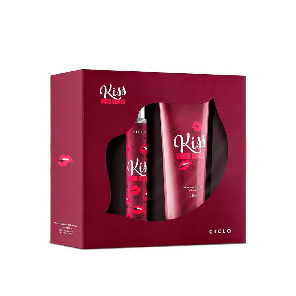 Kit  Kiss You More Ciclo Feminino Deo Colônia 30ml + Hidratante 240ml