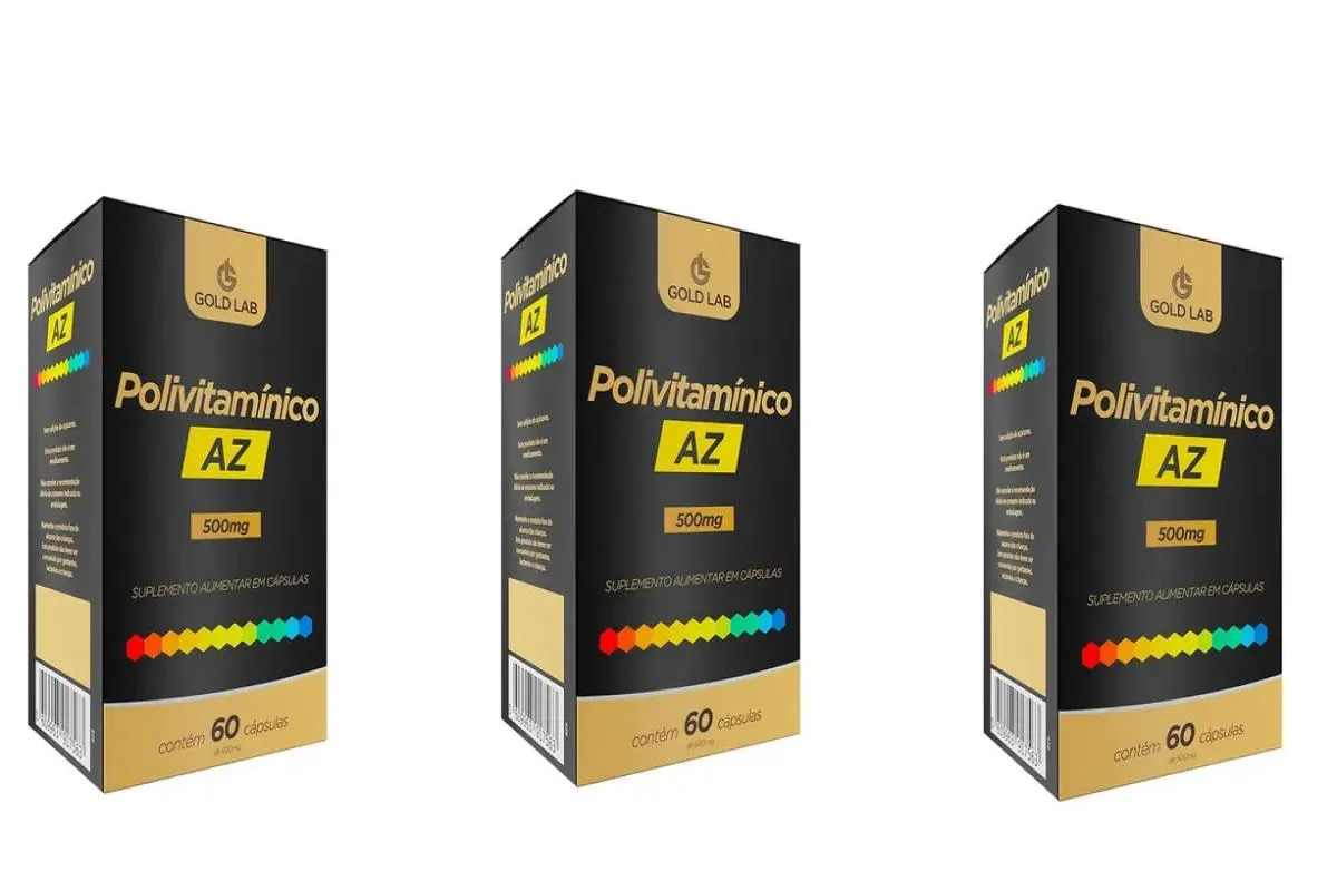 KIT C/3 POLIVITAMíNICO A/Z C/60 CáPSULAS - GOLD LAB