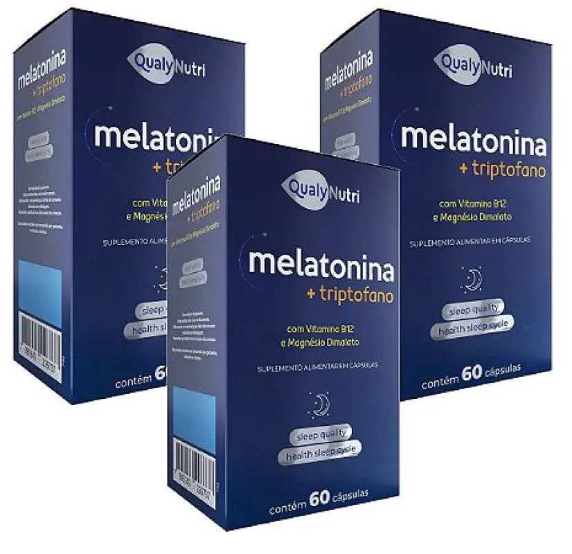 KIT C/3 MELATONINA + TRIPTOFANO C/60 CáPSULAS - QUALY NUTRI