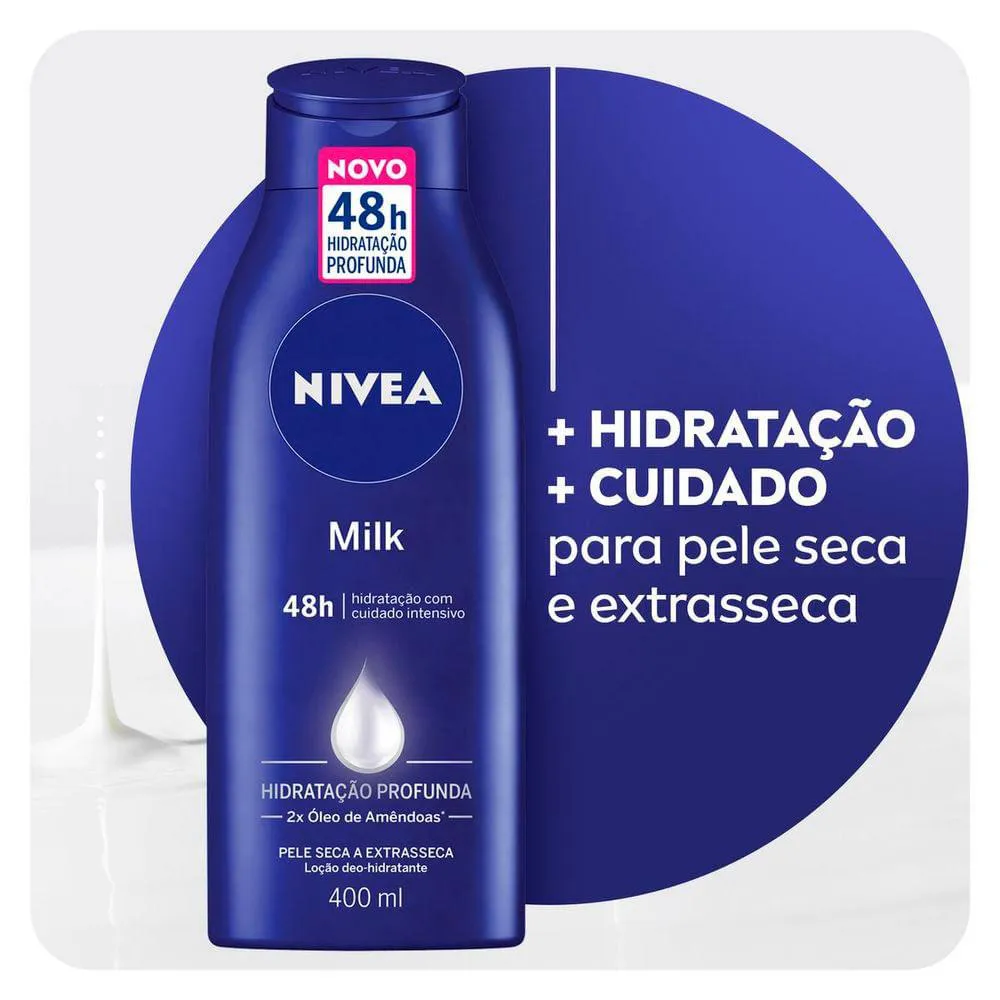 LOçãO NIVEA MILK ÓLEO DE AMêNDOAS PELE SECA E EXTRASSECA 400ML NIVEA