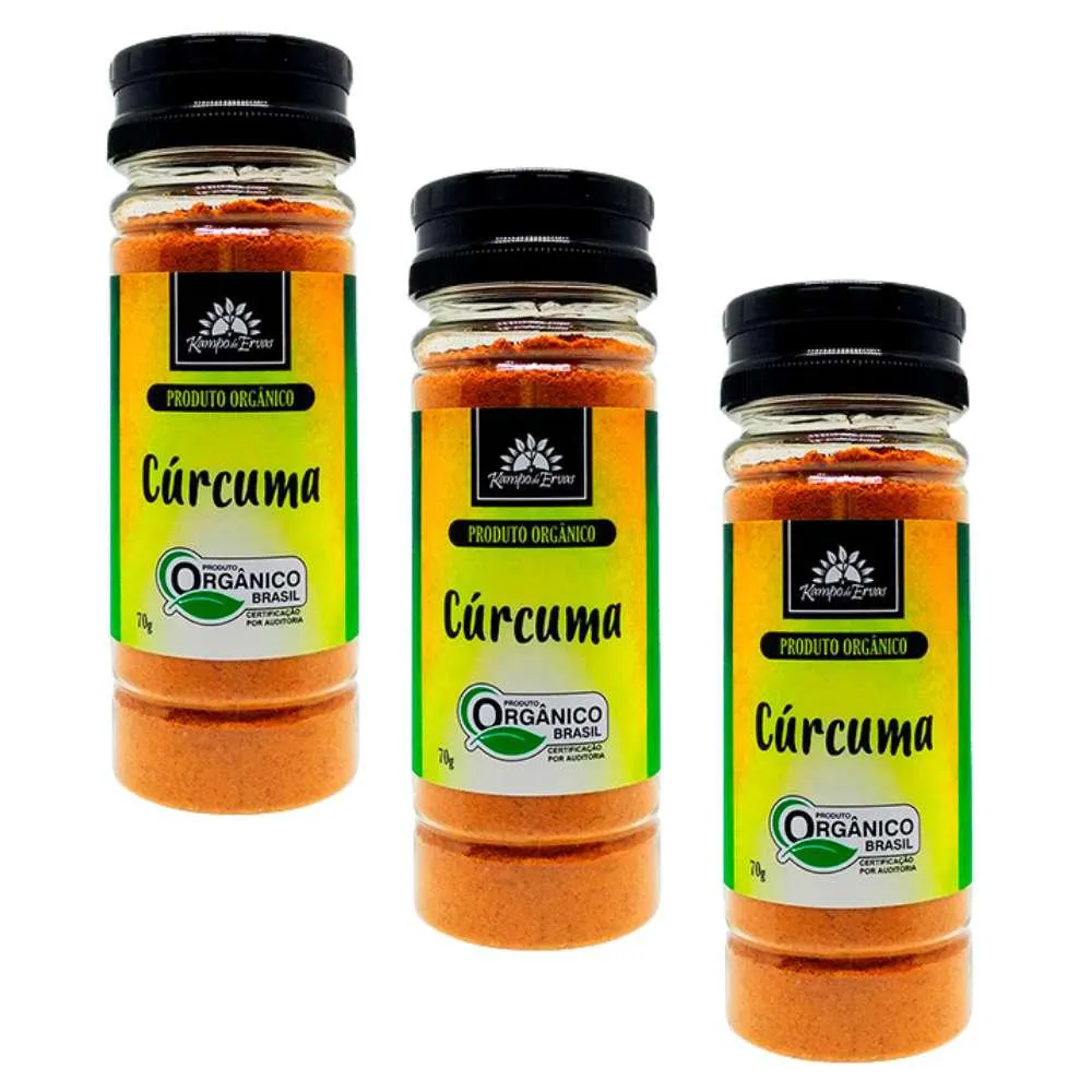 KIT 3 CúRCUMA LONGA PURA ORGâNICA AçAFRãO TERRA 70GR KAMPO