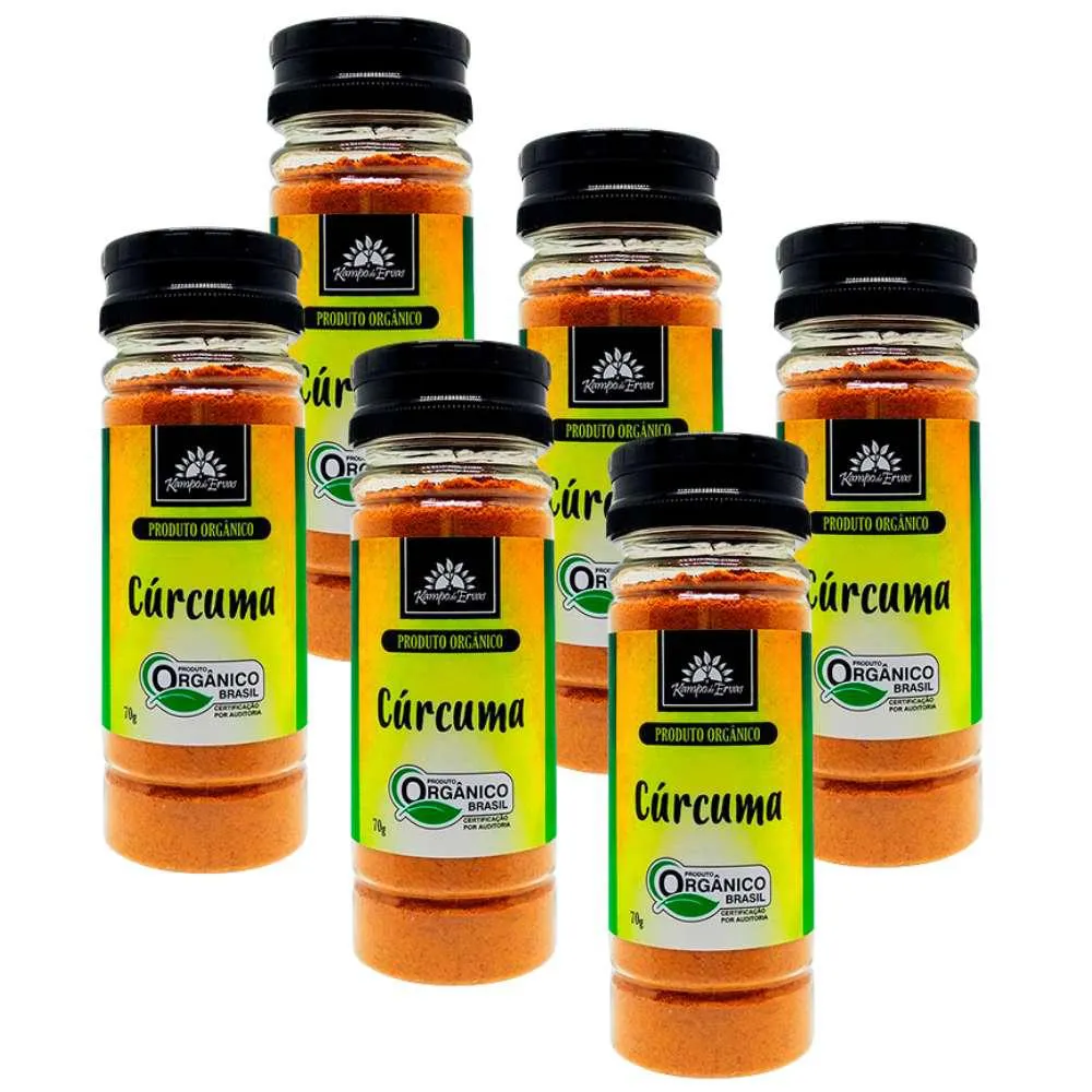 KIT 6 CúRCUMA LONGA PURA ORGâNICA AçAFRãO TERRA 70GR KAMPO