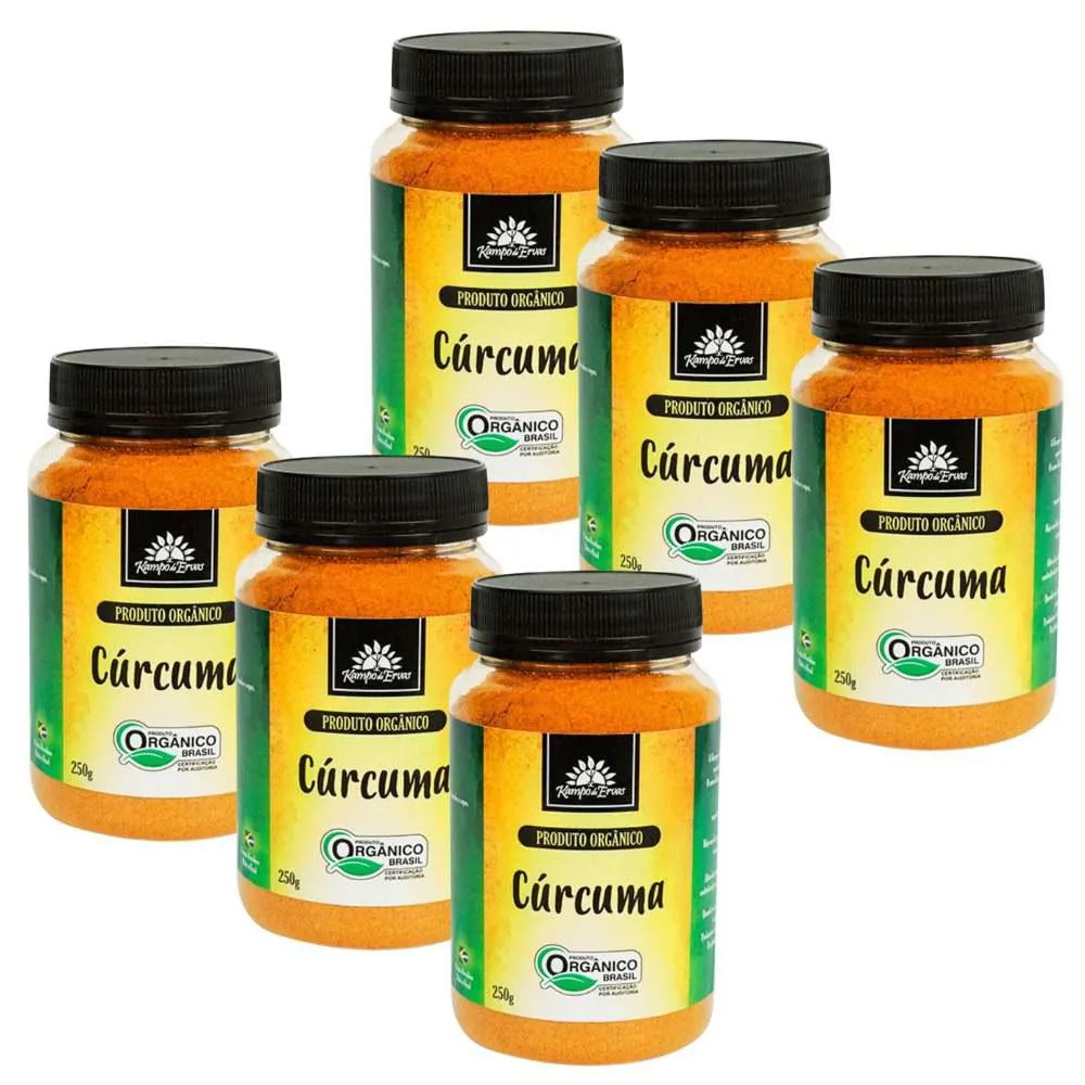 KIT 6 CúRCUMA LONGA Pó 5% PIMENTA PIPERINA ORGâNICA 250G