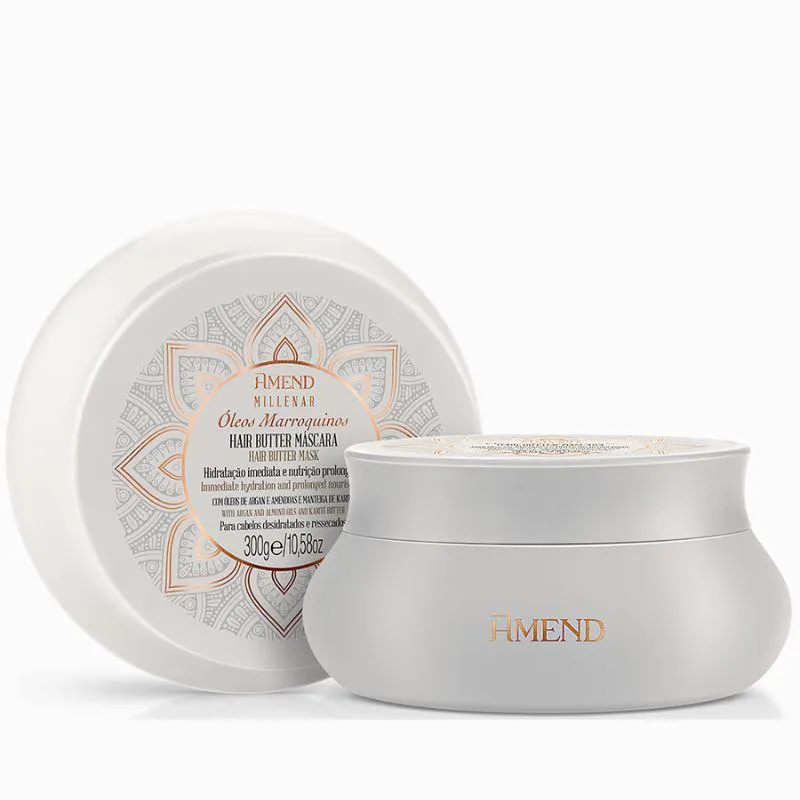 HAIR BUTTER MáSCARA CAPILAR MILLENAR ÓLEOS MARROQUINOS 300G - AMEND