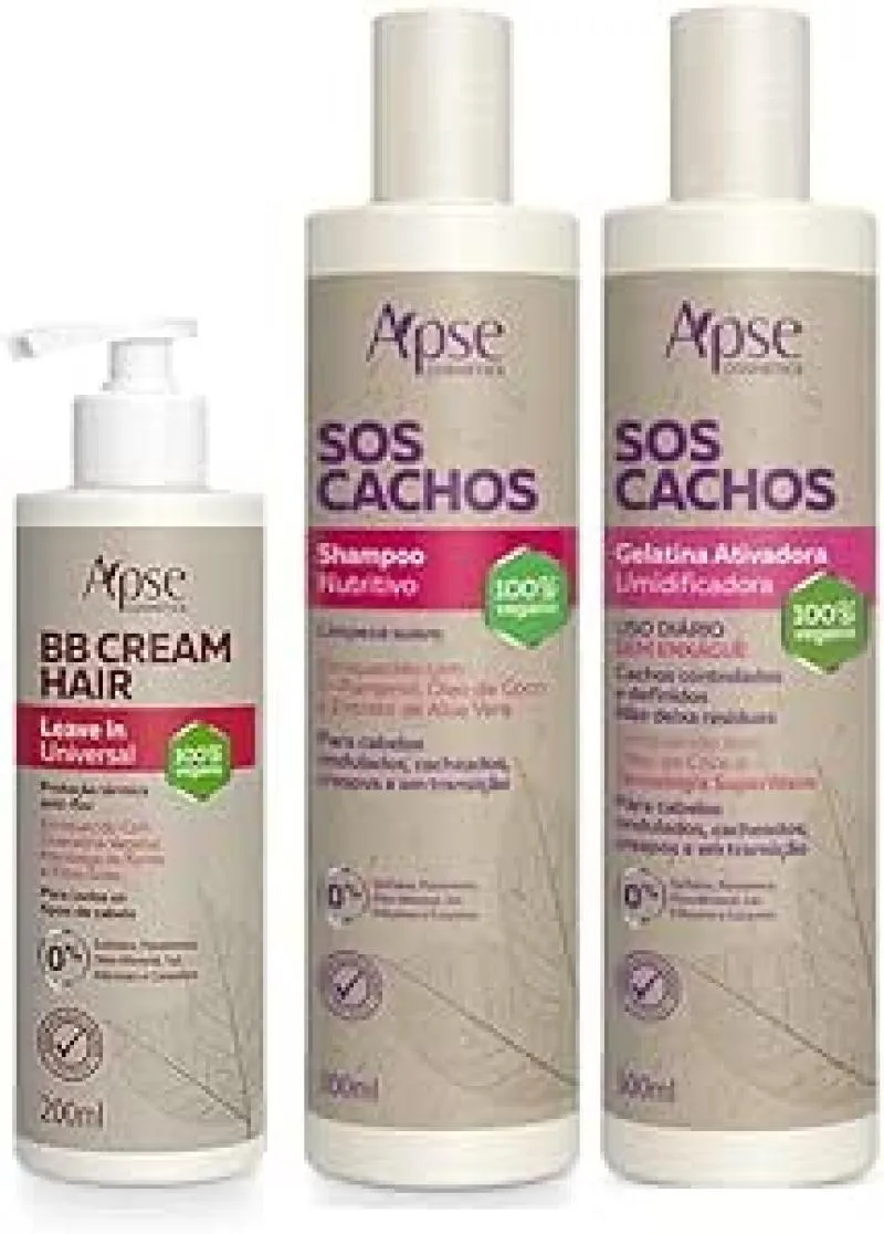 APSE CACHOS SHAMPOO E CONDICIONADOR + BB CREAM