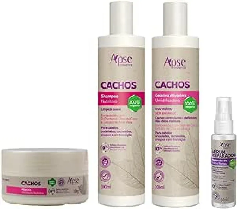 APSE CACHOS SHAMPOO E GELATINA E MáSCARA + SéRUM REPARADOR