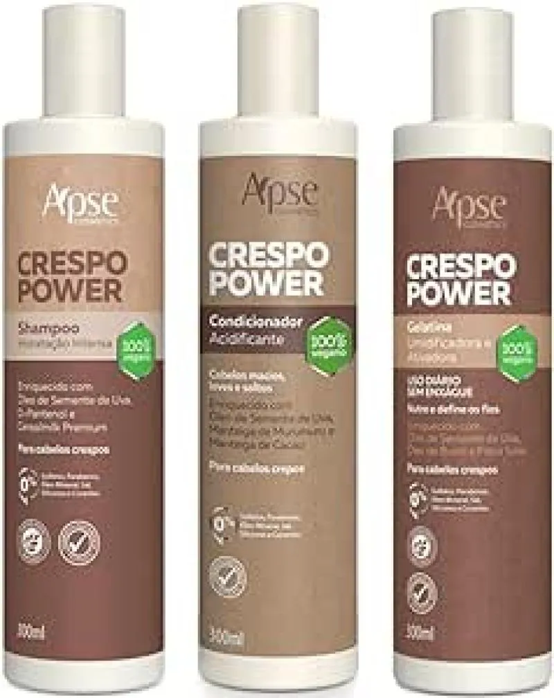 APSE CRESPO POWER SHAMPOO E CONDICIONADOR E GELATINA
