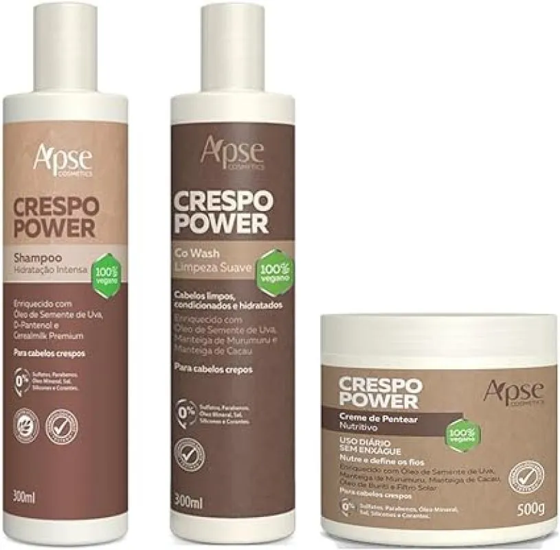 APSE CRESPO POWER SHAMPOO E CO WASH E CREME DE PENTEAR