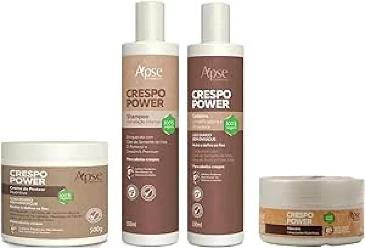 APSE CRESPO POWER SHAMPOO E GELATINA E MáSCARA E CREME DE PENTEAR