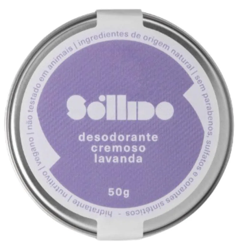 Kit Desodorante Vegano Sem Alumínio Creme Sóllido Lavanda Hidratante 50g