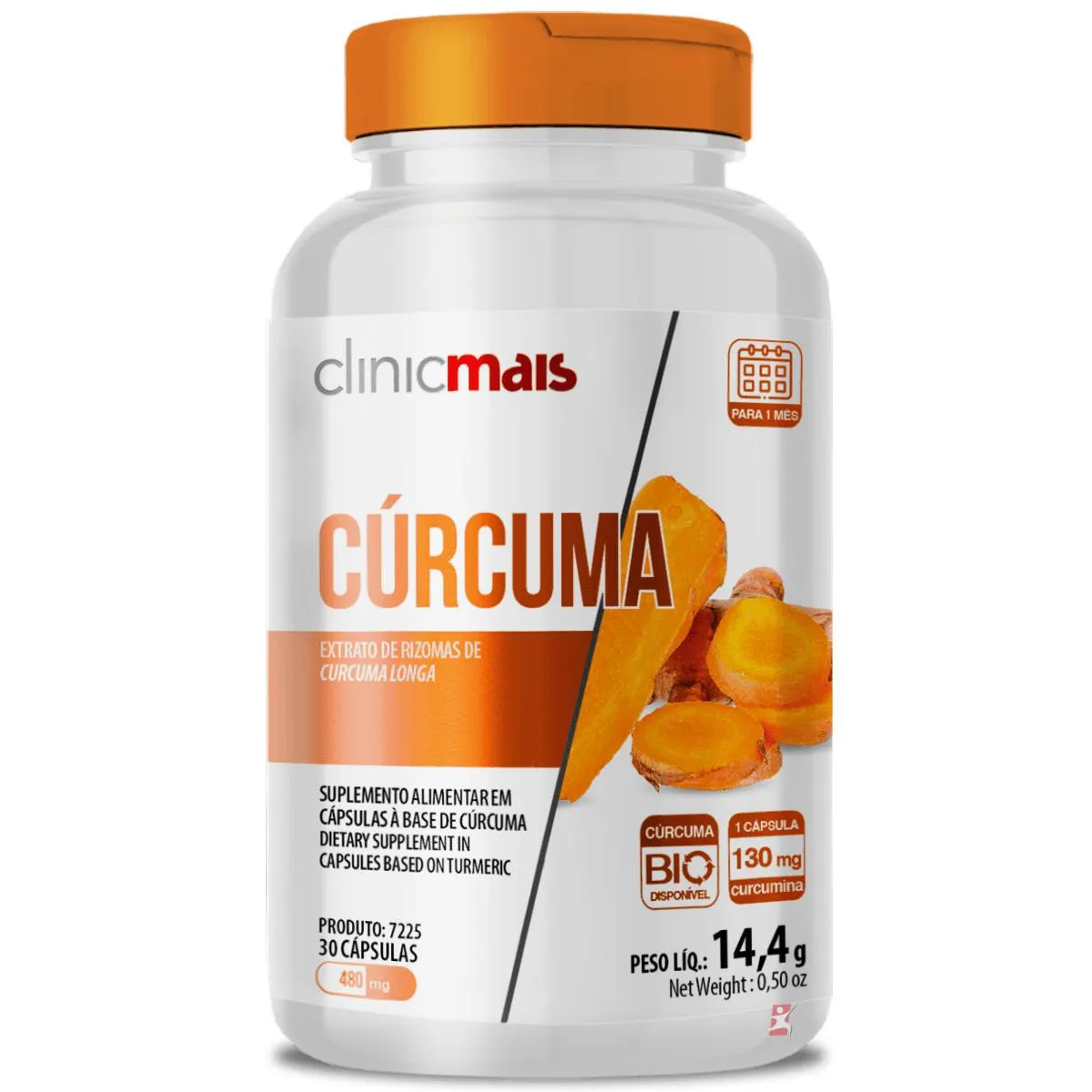 CURCUMA CONCENTRADA 130MG DE CURCUMINA APENAS 1 AO DIA 30 CAPSULAS - CLINICMAIS