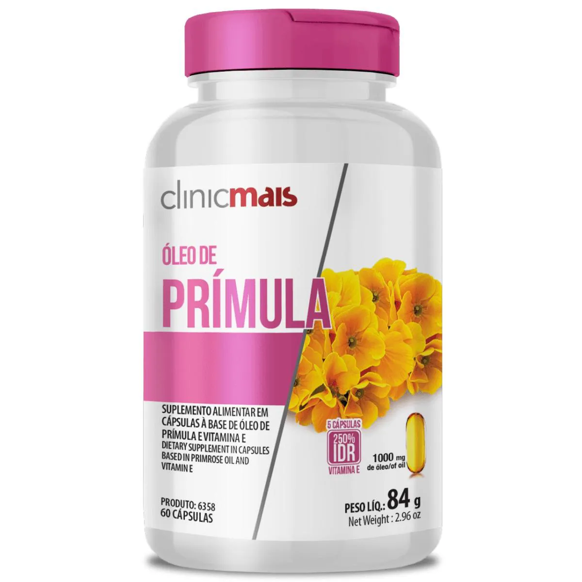 ÓLEO DE PRIMULA 1000MG APENAS 2 CÁPSULAS AO DIA 60 CÁPSULAS - CLINICMAIS