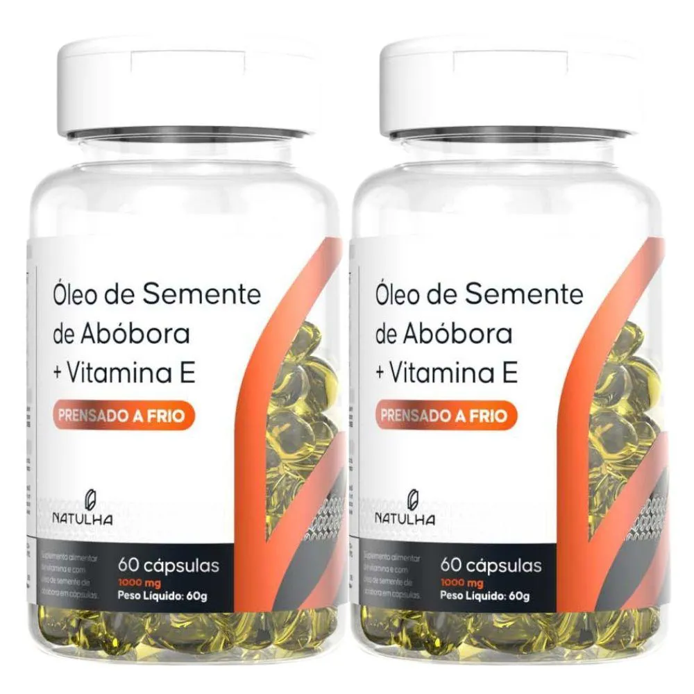 KIT 2X ÓLEO DE SEMENTE DE ABóBORA 1000MG 60 CáPSULAS - NATULHA