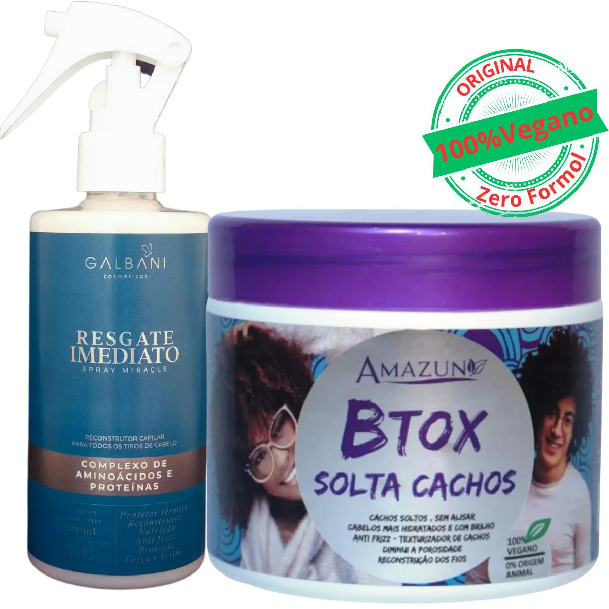 BTOX SOLTA CACHOS ANTIFRIZZ 500G AMAZUN+ SPRAY RECONSTRUTOR