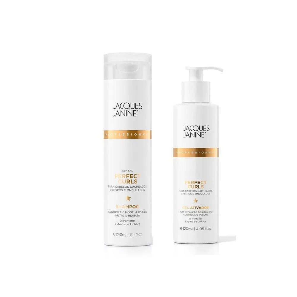 KIT JACQUES JANINE PERFECT CURLS - SHAMPOO 240ML E GEL ATIVADOR CACHOS 120ML
