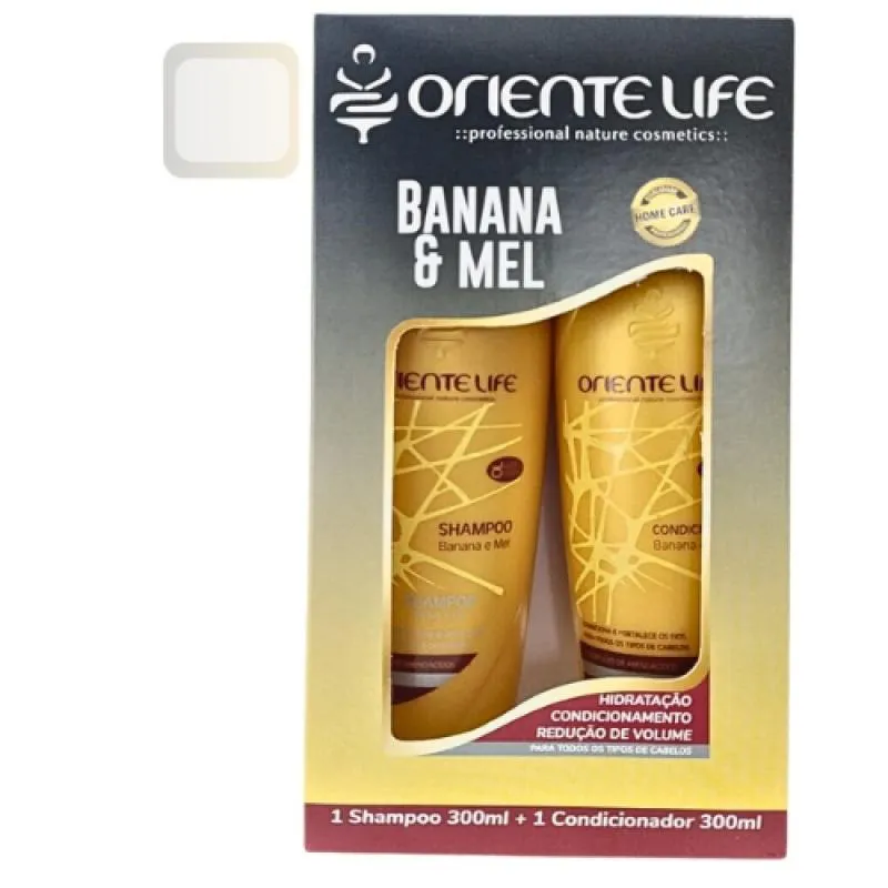 BOX SHAMPOO E CONDICIONADOR HIDRATANTE BANANA E MEL 300 ML ORIENTE LIFE