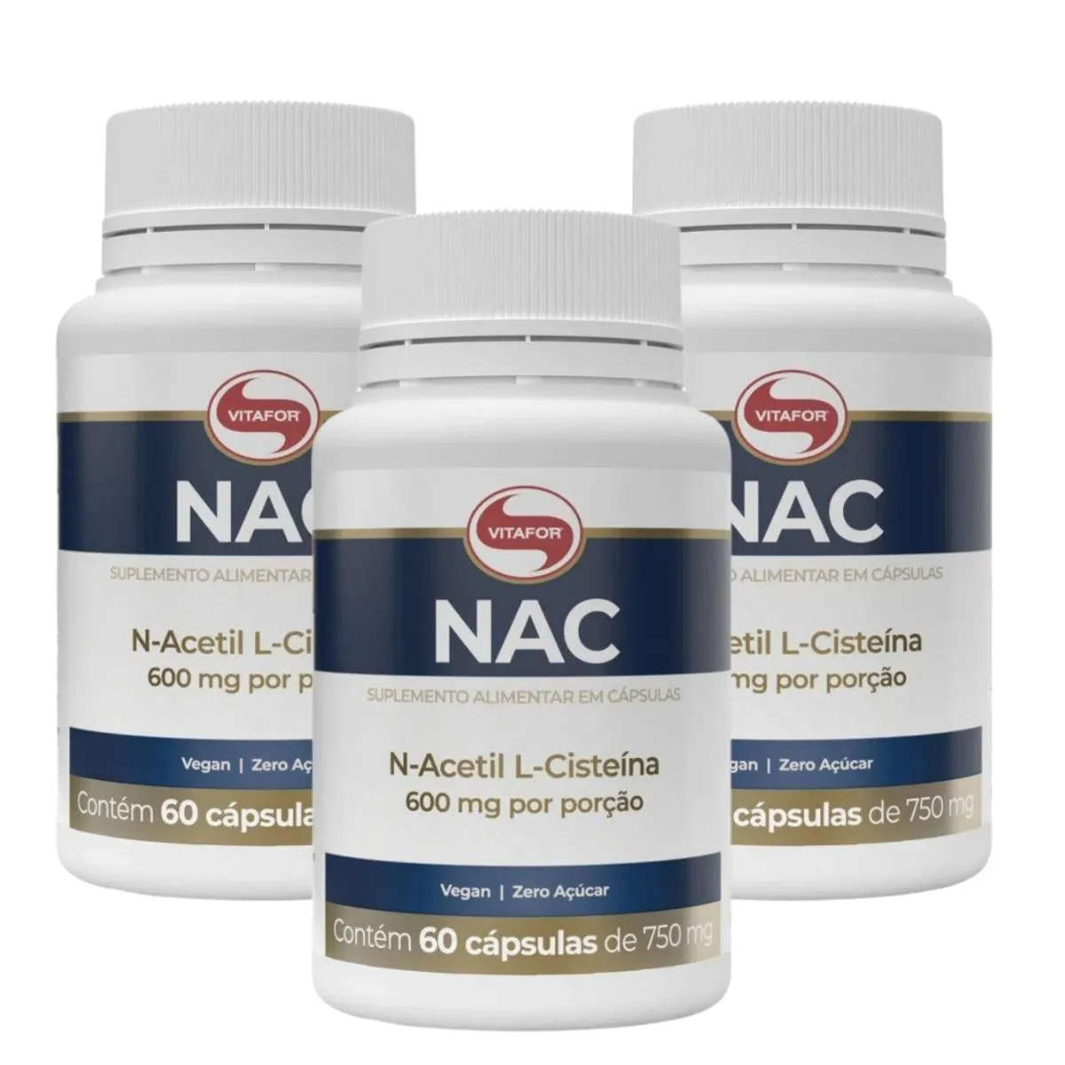 KIT 3 NAC N- ACETIL L-CISTEíNA VEGANO ORIGINAL 60CAP VITAFOR