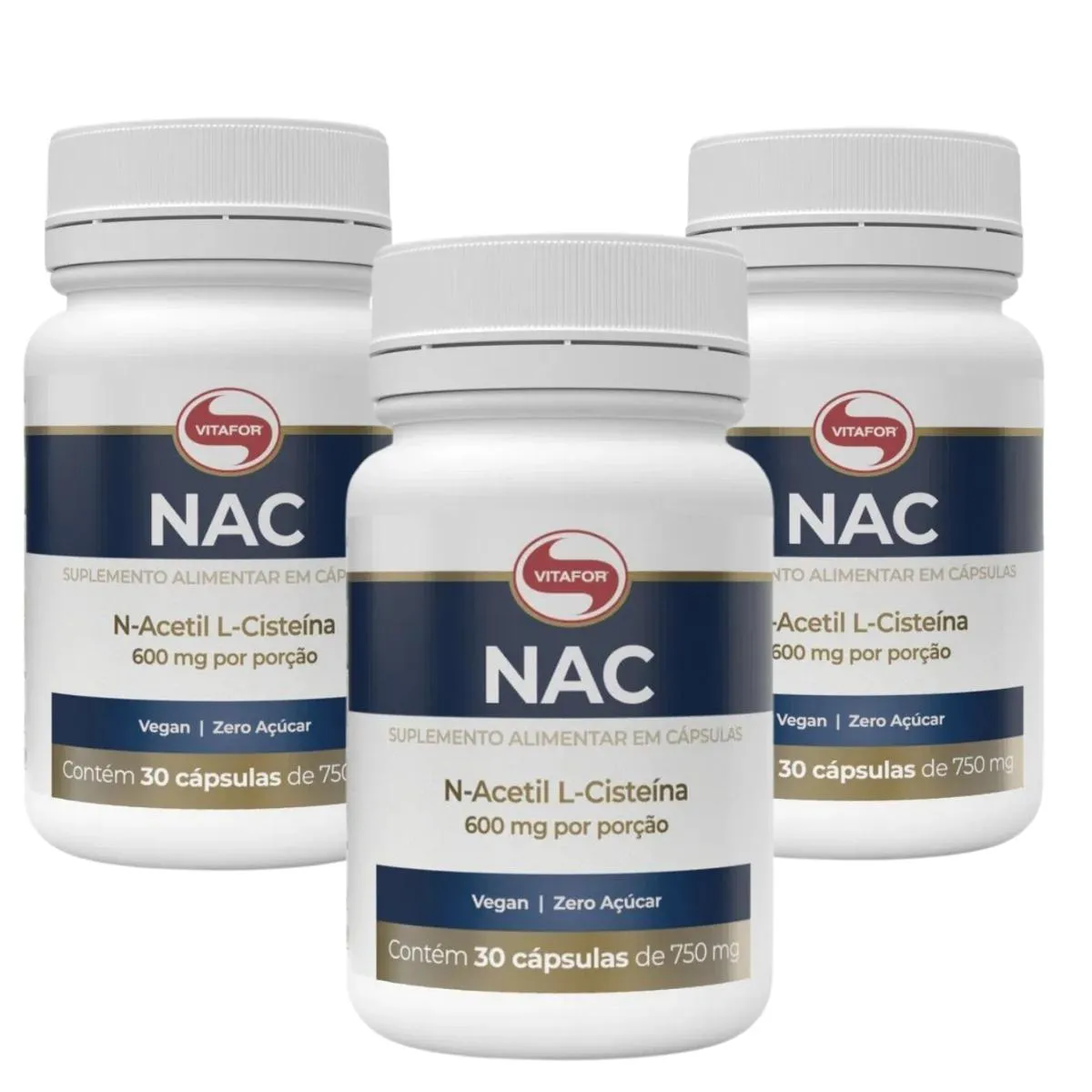 KIT 3 NAC N- ACETIL L-CISTEíNA VEGANO ORIGINAL 30CAP VITAFOR