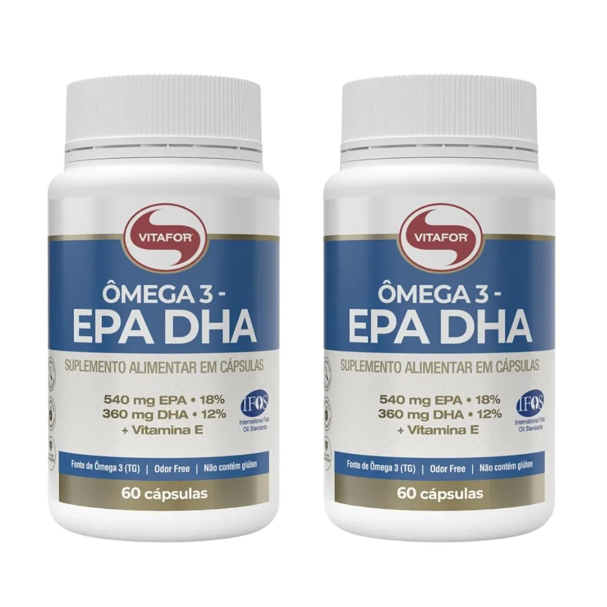 KIT 2 ÔMEGA 3 DHA 540MG EPA 360MG  VITAMINA E 60 CAP VITAFOR