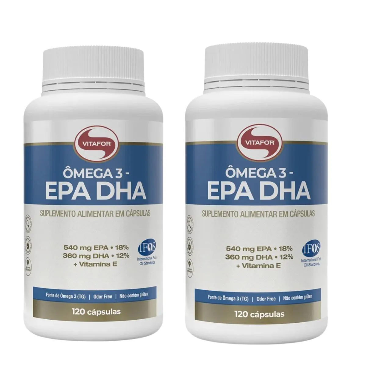 KIT 2 ÔMEGA 3 DHA 540MG EPA 360MG VITAMINA E 120 CAP VITAFOR