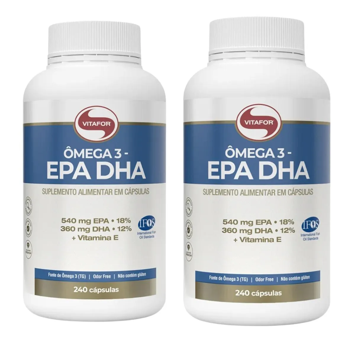 KIT 2 ÔMEGA 3 DHA 540MG EPA 360MG VITAMINA E 240 CAP VITAFOR