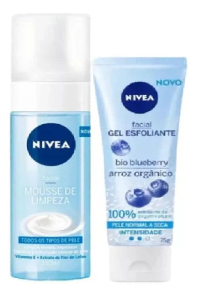 DUPLA NIVEA PELES MISTAS: MOUSSE DE LIMPEZA + ESFOLIANTE