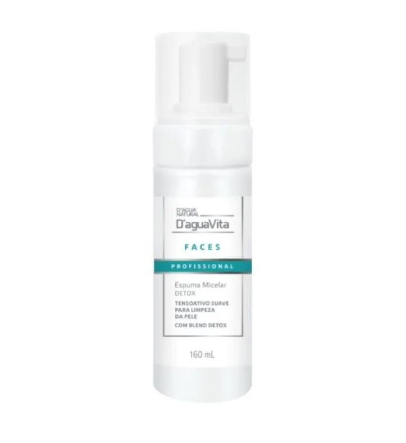 ESPUMA MICELAR LIMPEZA FACIAL COM BLEND DETOX D'AGUA VITA FACES 160ML
