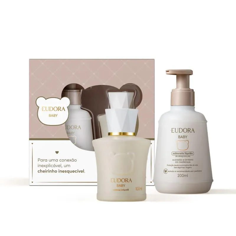 KIT EUDORA BABY DIA DAS MãES: SABONETE LíQUIDO 200ML + ÁGUA DE COLôNIA 100ML