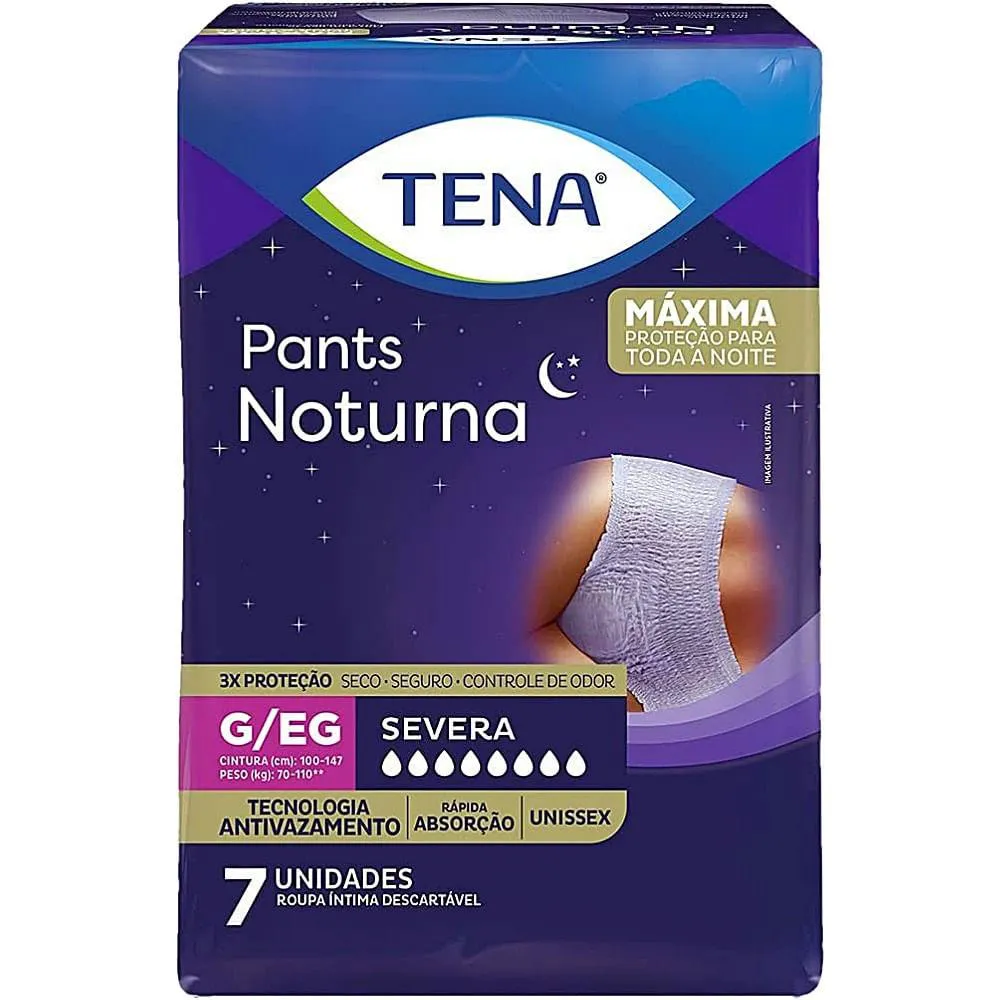 Roupa Íntima Descartável Tena Pants Noturna Unissex G/EG Absorção Intensa 7 unidades