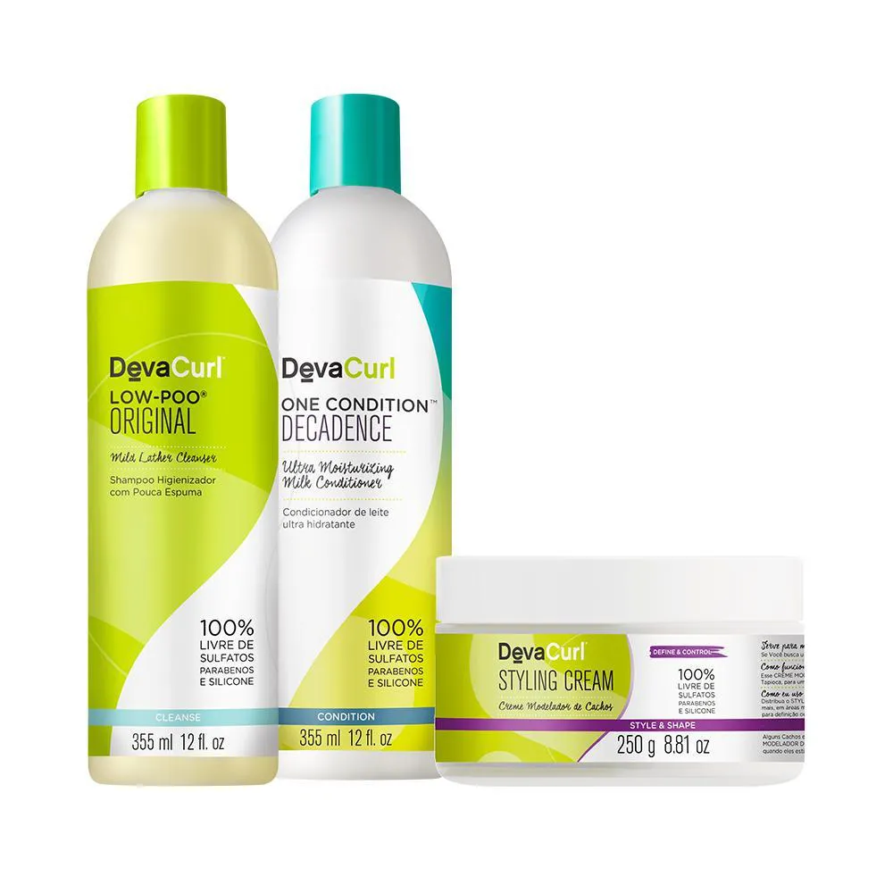 KIT DEVA CURLS ORIGINAL SHAMPOO 355ML, CONDICIONADOR 355ML, MODELADOR 250G