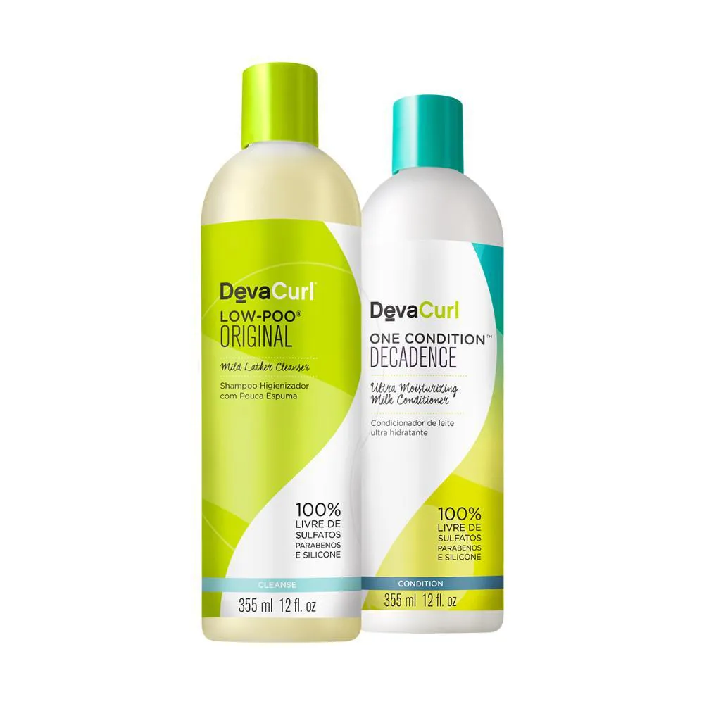 Kit Deva Curl Shampoo Low-Poo 355ml, Condicionador One Condition 355ml